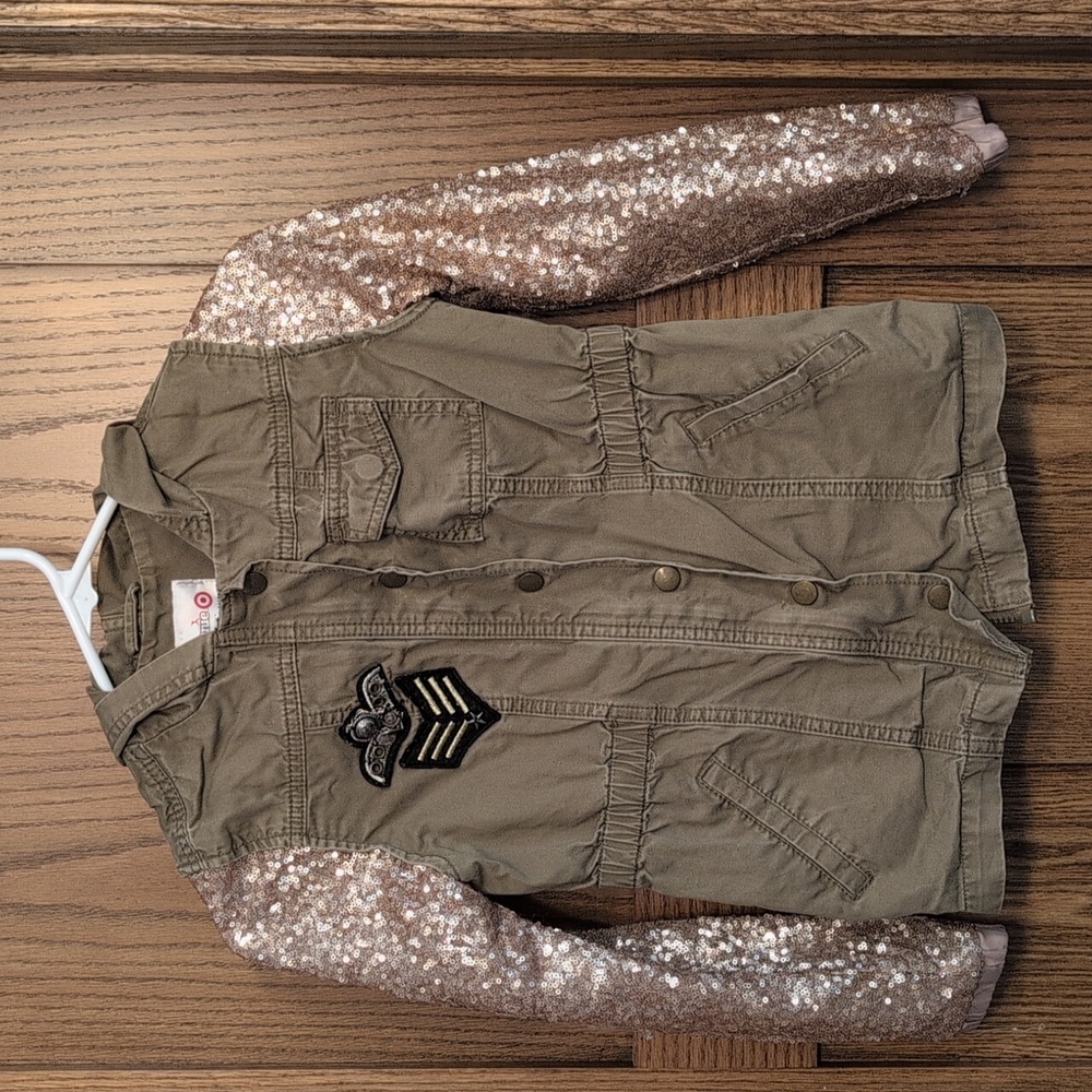 Renee Ehrlich Kalfus Annie Army Sequin Sleeve Jacket Size Large